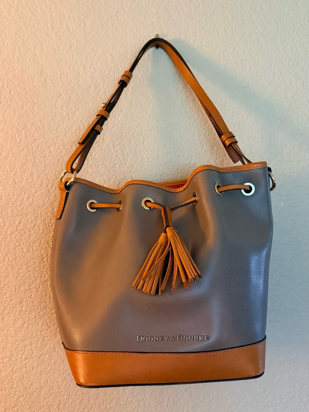 Dooney & Bourke Drawstring Tassel Hobo Shoulder Bag